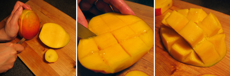 cutting mango hedgehog style