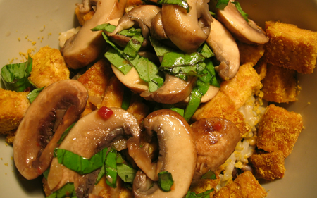 brown rice tofu mushroom & basil