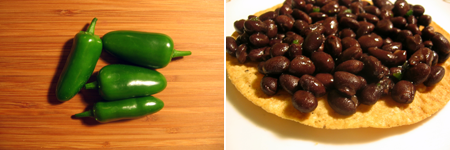 black beans and jalapenos