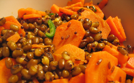mung beans and carrots