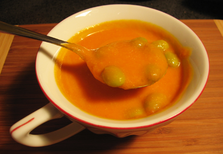 Carrot Ginger Soup with Edamame
