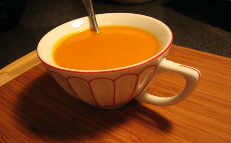 Carrot Ginger Soup with edamame