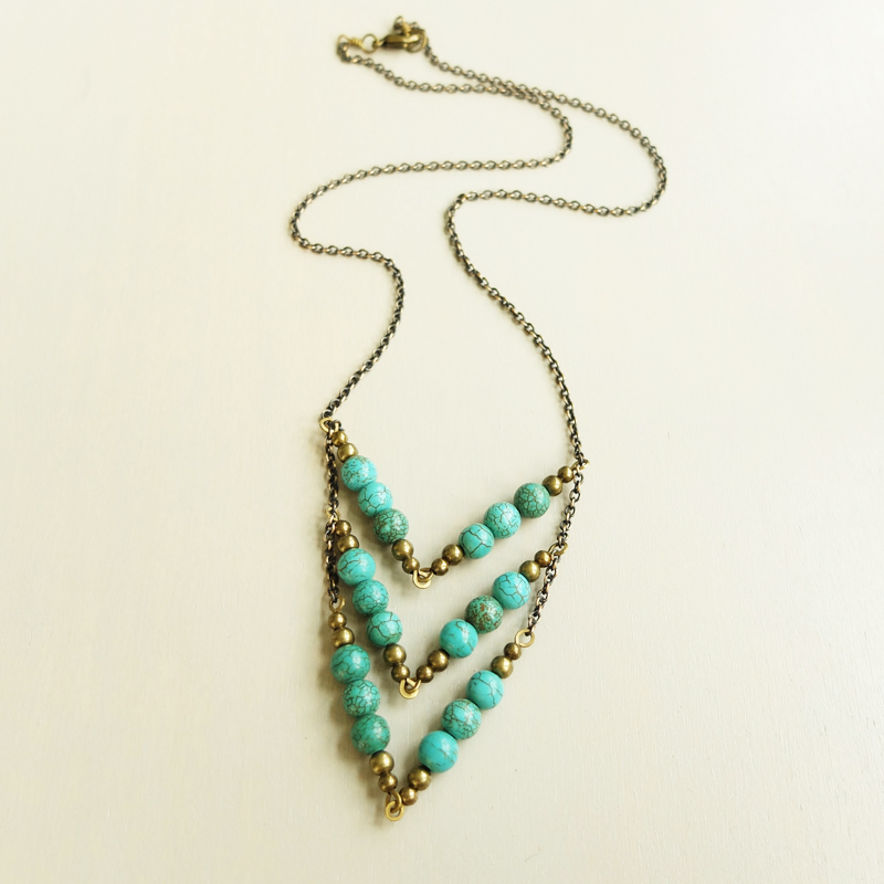 Meanwhile B Jewelry - Cortez Chevron Necklace made with Magnesite and Brass